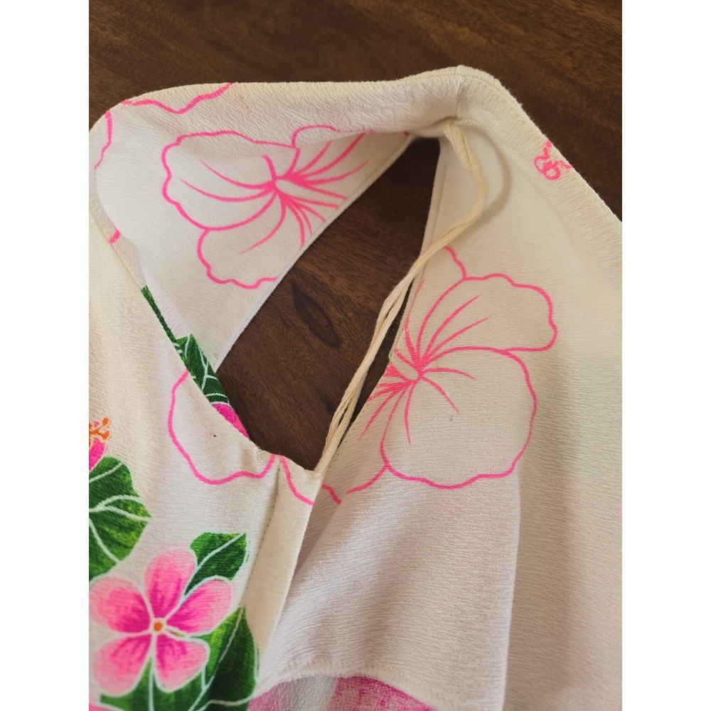 VTG Rare Pomare Hawaiian Sleeveless Cotton Dress Empire Waist Back Pleated 14 - Picture 10 of 16